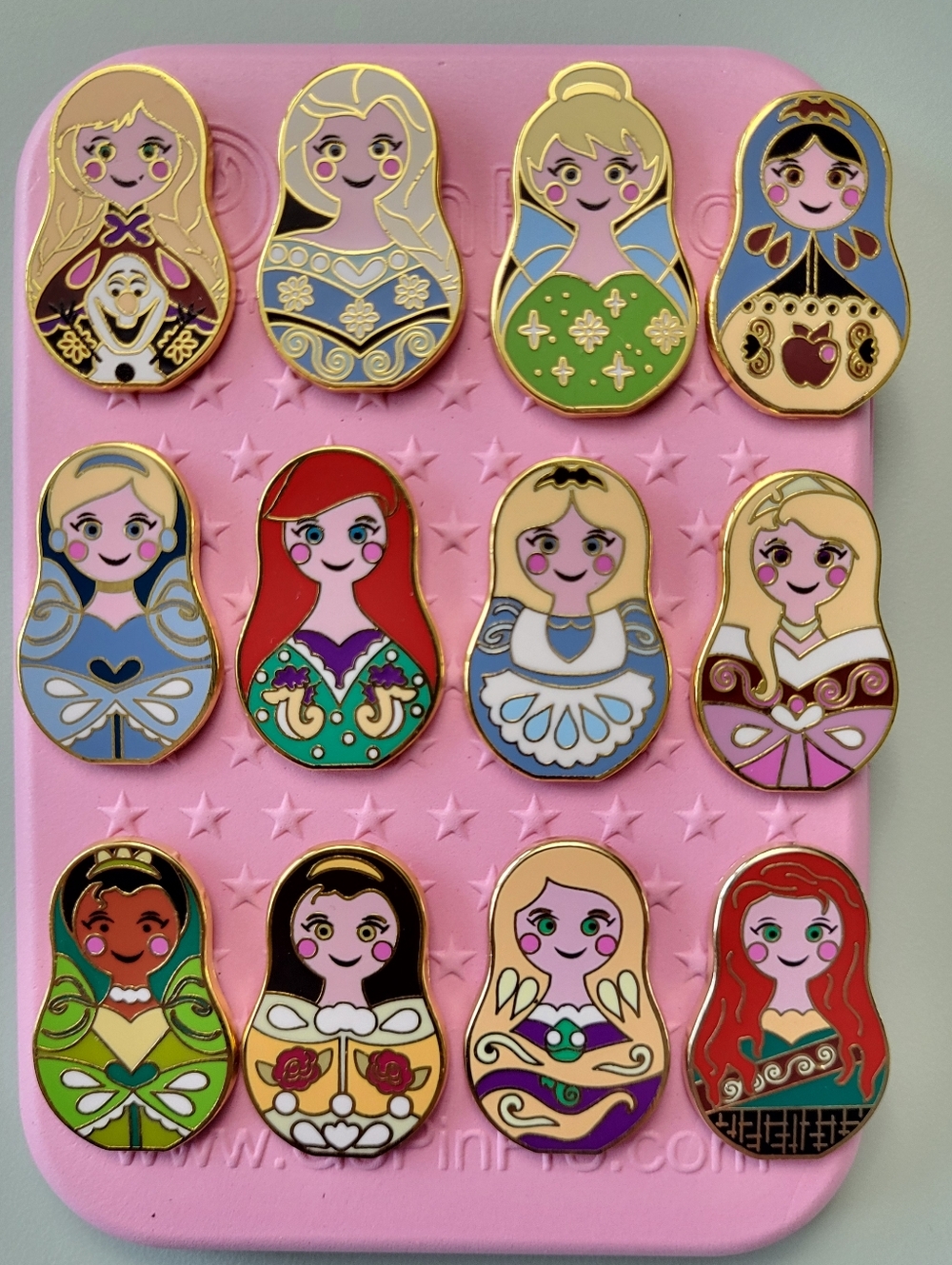Disney Princess Nesting Dolls Complete 16 Pin Set, PinFolio, 2014